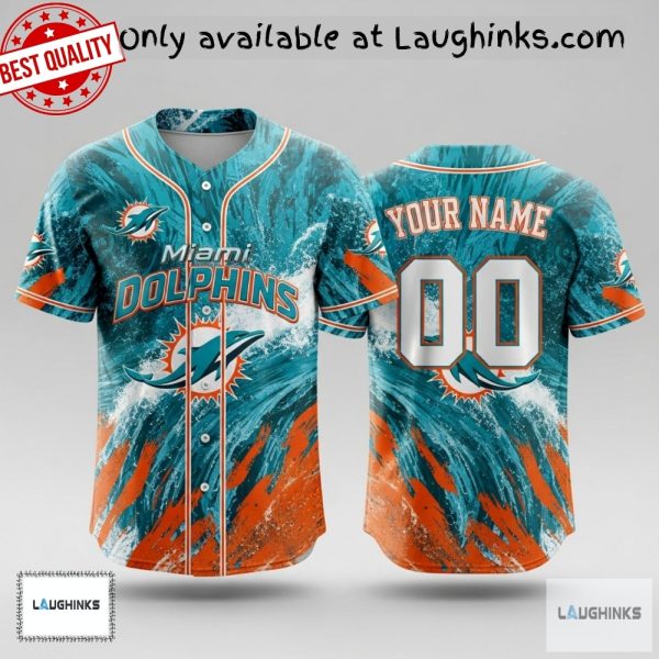 Personalized Miami Dolphins Baseball Jersey Shirt baseball jersey product view 1