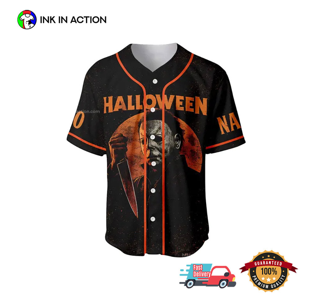 Personalized Michael Myers Halloween Baseball Jersey baseball jersey product view 2