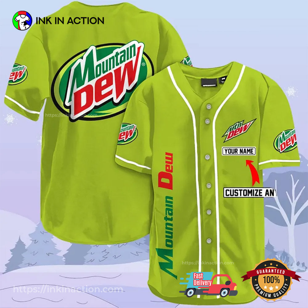 Personalized Mountain Dew Soda Drinking Baseball Jersey baseball jersey product view 3