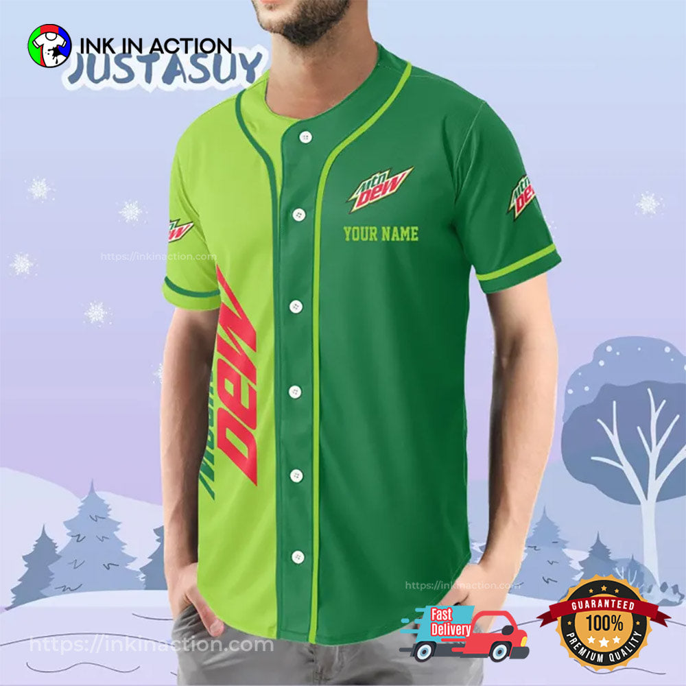 Personalized Mountain Dew Soft Drink Athletic Baseball Jersey baseball jersey product view 3