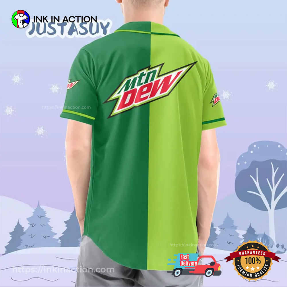 Personalized Mountain Dew Soft Drink Athletic Baseball Jersey baseball jersey product view 2