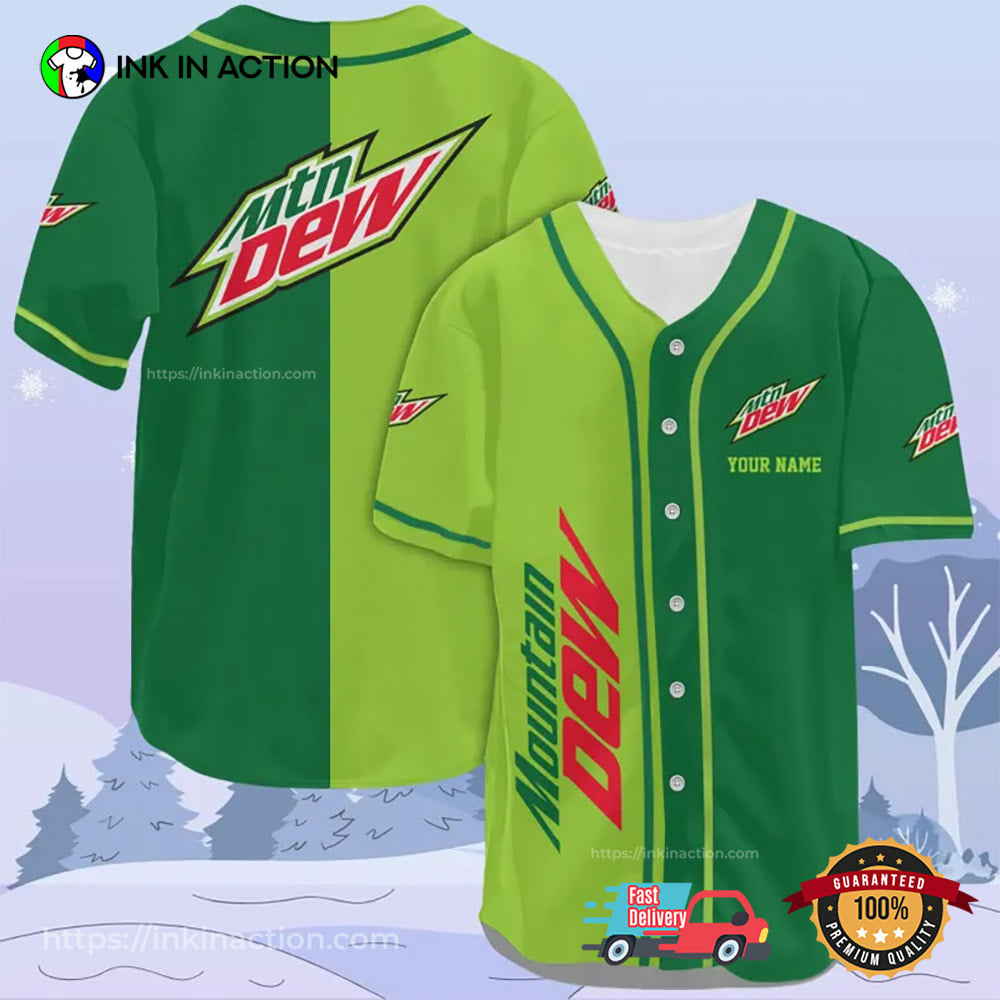 Personalized Mountain Dew Soft Drink Athletic Baseball Jersey baseball jersey product view 1