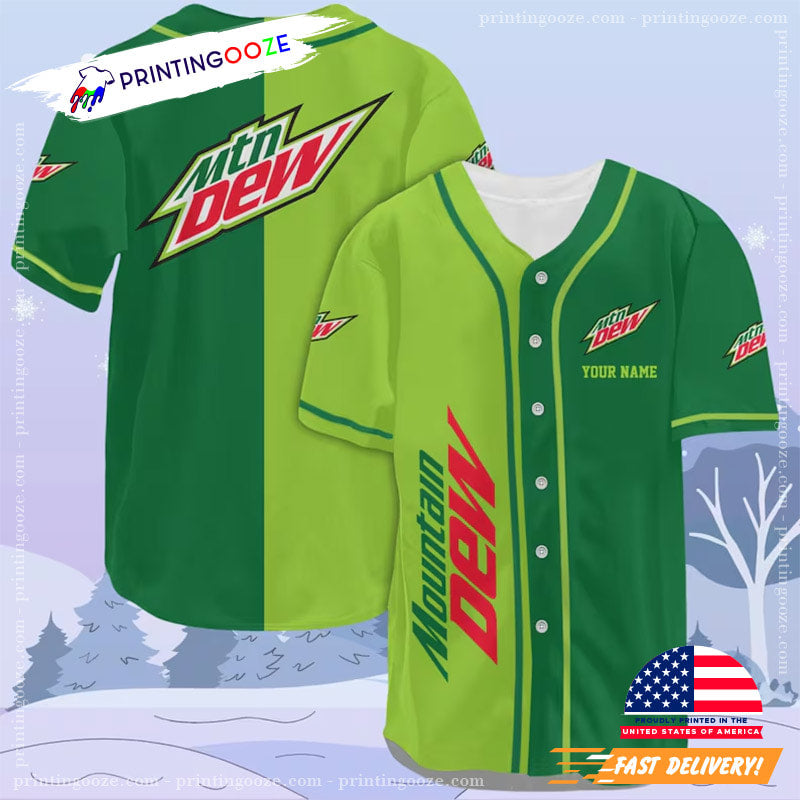 Personalized Mtn Dew PepsiCo Green Baseball Jersey baseball jersey product view 1