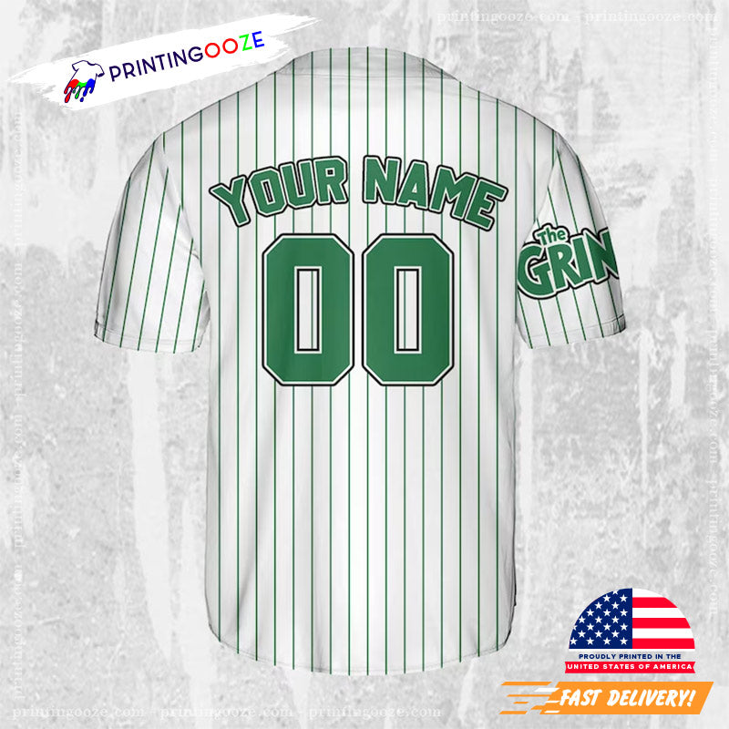Personalized Name And Number The Grinch Santa Baseball Jersey baseball jersey product view 2
