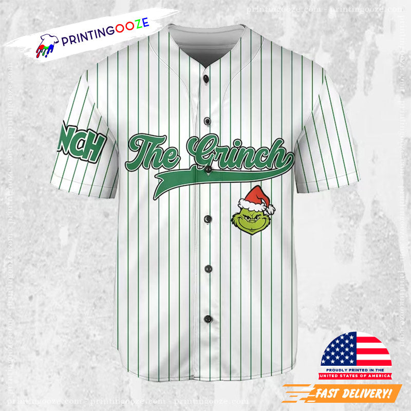 Personalized Name And Number The Grinch Santa Baseball Jersey baseball jersey product view 3