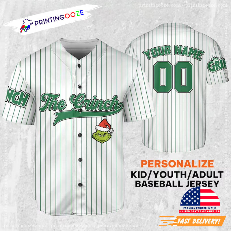 Personalized Name And Number The Grinch Santa Baseball Jersey baseball jersey product view 1