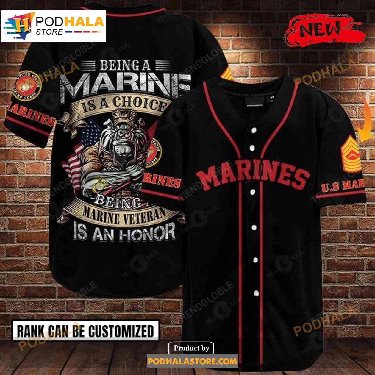 Personalized Name Being A Us Marine Is A Choice Black Baseball Jersey Shirt baseball jersey product view 1