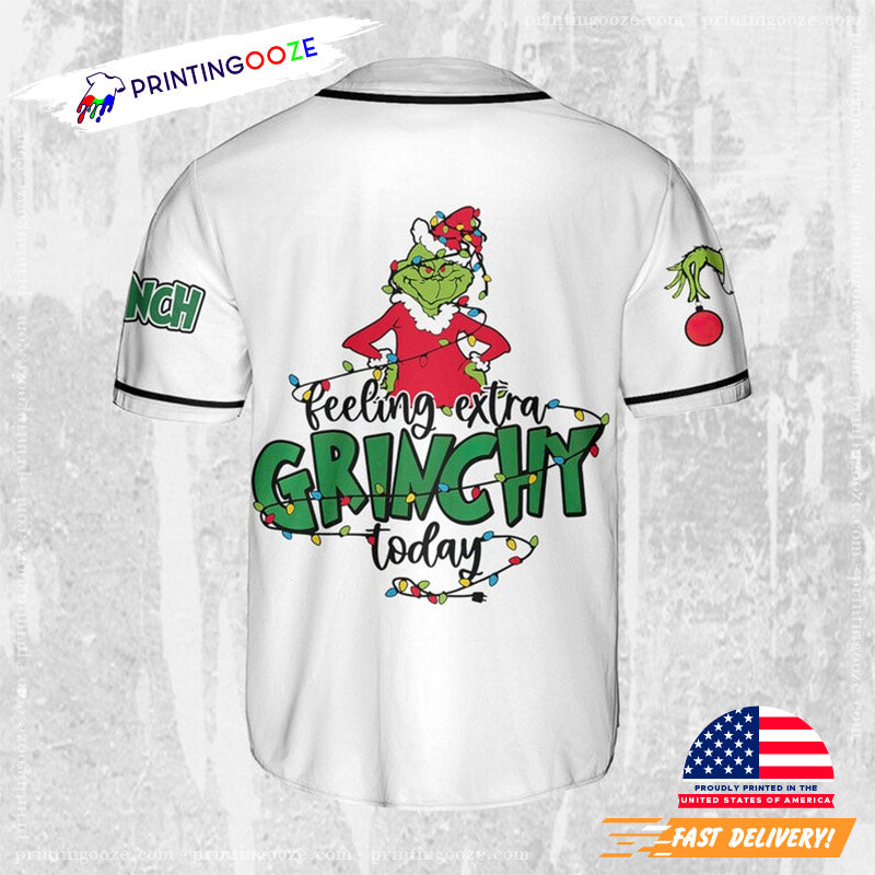 Personalized Name Feeling Extra Grinchy Today Grinchmas Baseball Jersey baseball jersey product view 2