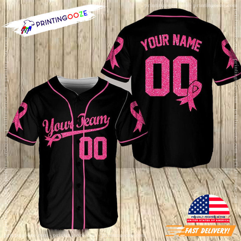 Personalized Name For Breast Cancer Month Baseball Jersey baseball jersey product view 1