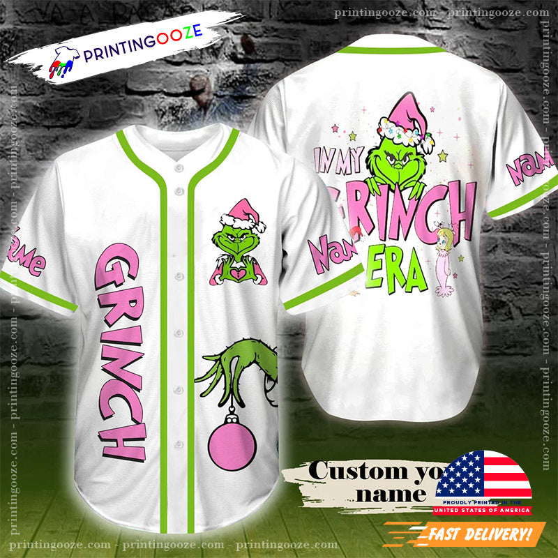 Personalized Name In My Grinch Era Santa Baseball Jersey baseball jersey product view 1