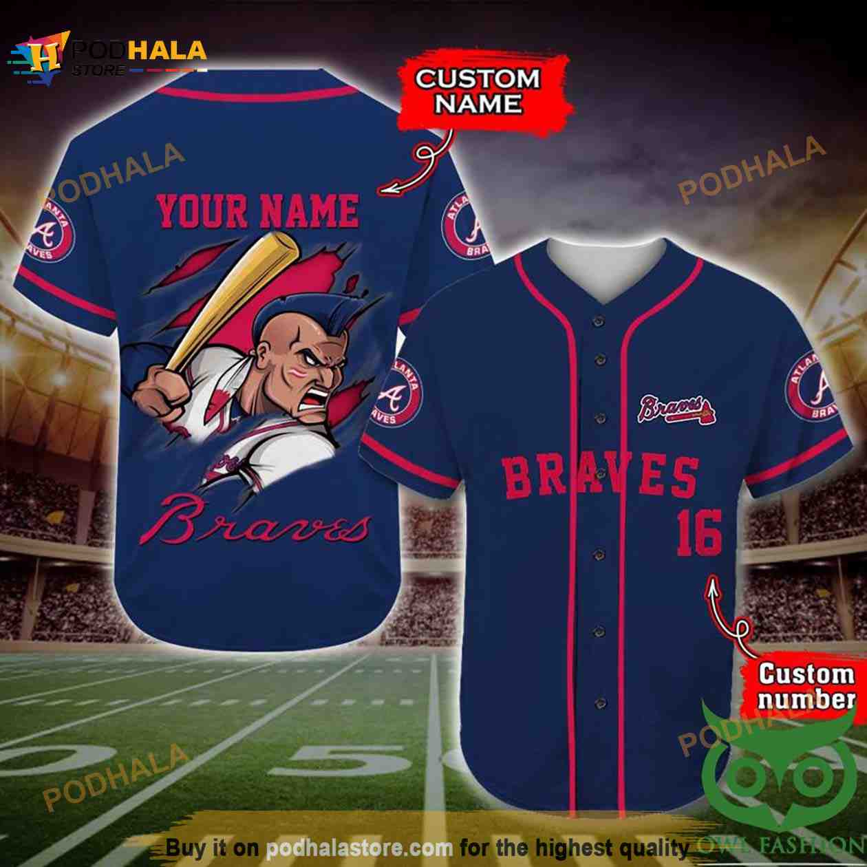 Personalized Name Number Atlanta Braves 3D Baseball Jersey baseball jersey product view 1