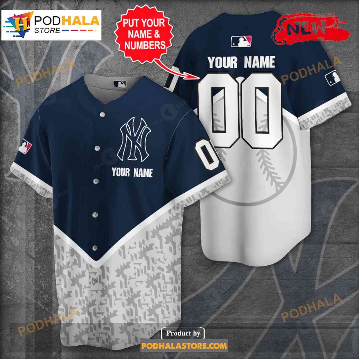 Personalized New York Yankees Baseball Team All Over Print 3d Baseball Jersey baseball jersey product view 1