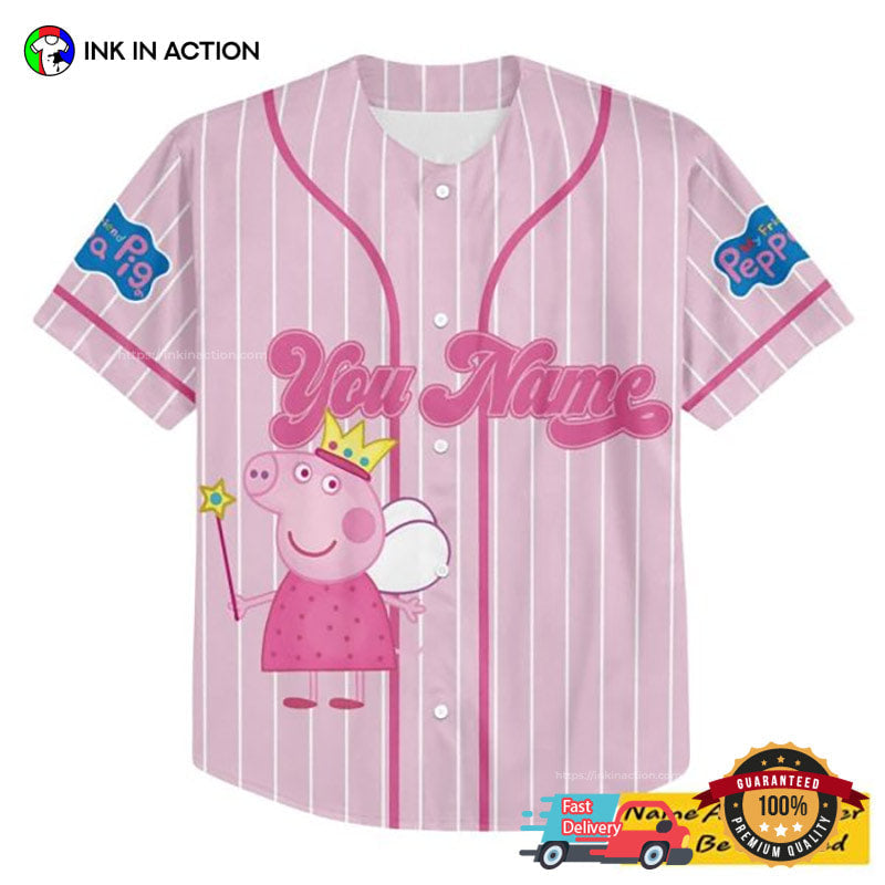 Personalized Peppa Pig Pink Baseball Jersey baseball jersey product view 2