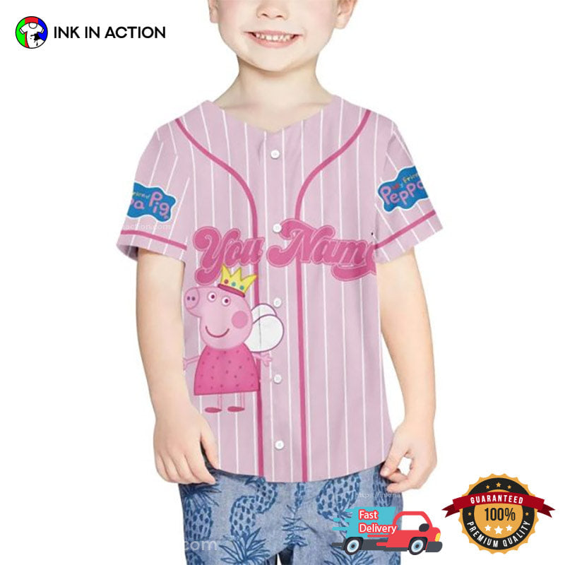 Personalized Peppa Pig Pink Baseball Jersey baseball jersey product view 1