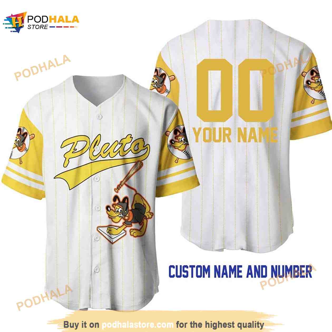 Personalized Pluto Dog All Over Print Pinstripe 3D Baseball Jersey baseball jersey product view 1