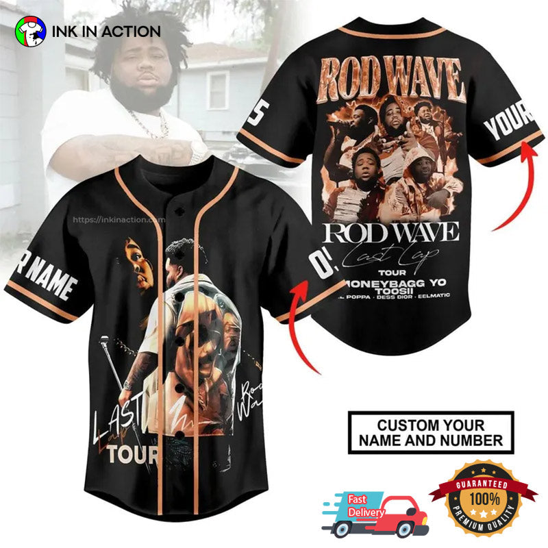 Personalized Rod Wave Last Lap Tour Baseball Jersey baseball jersey product view 1