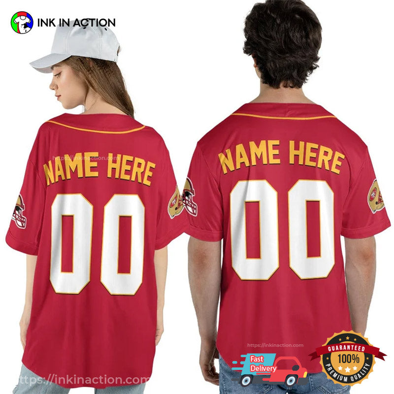 Personalized San Francisco 49er Game Day Red Baseball Jersey baseball jersey product view 3