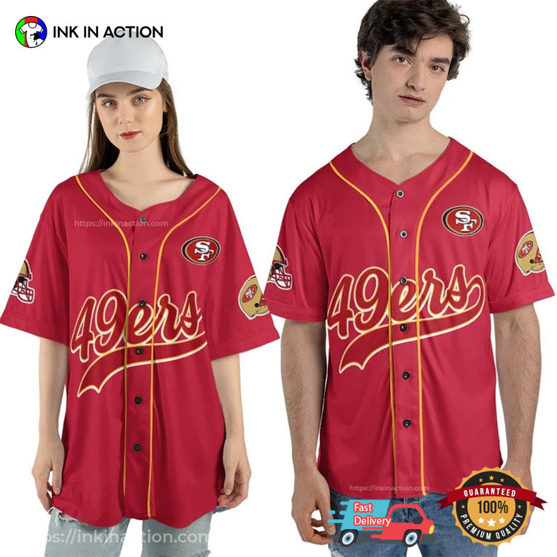 Personalized San Francisco 49er Game Day Red Baseball Jersey baseball jersey product view 1
