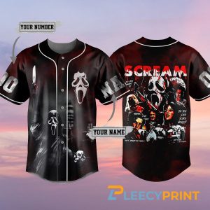 Personalized Scream Ghostface Baseball Jersey, Ghostface Halloween Jersey Shirt baseball jersey product view 1