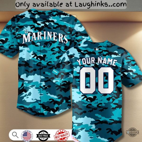 Personalized Seattle Mariners 2025 Camo Baseball Jersey Shirt Armed Services New Sga baseball jersey product view 1