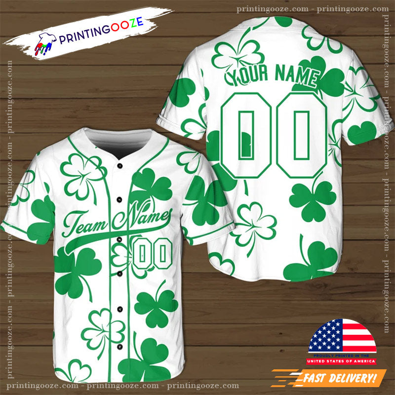 Personalized St Patrick’s Day Baseball Jersey, Custom Team Name Shirt baseball jersey product view 1