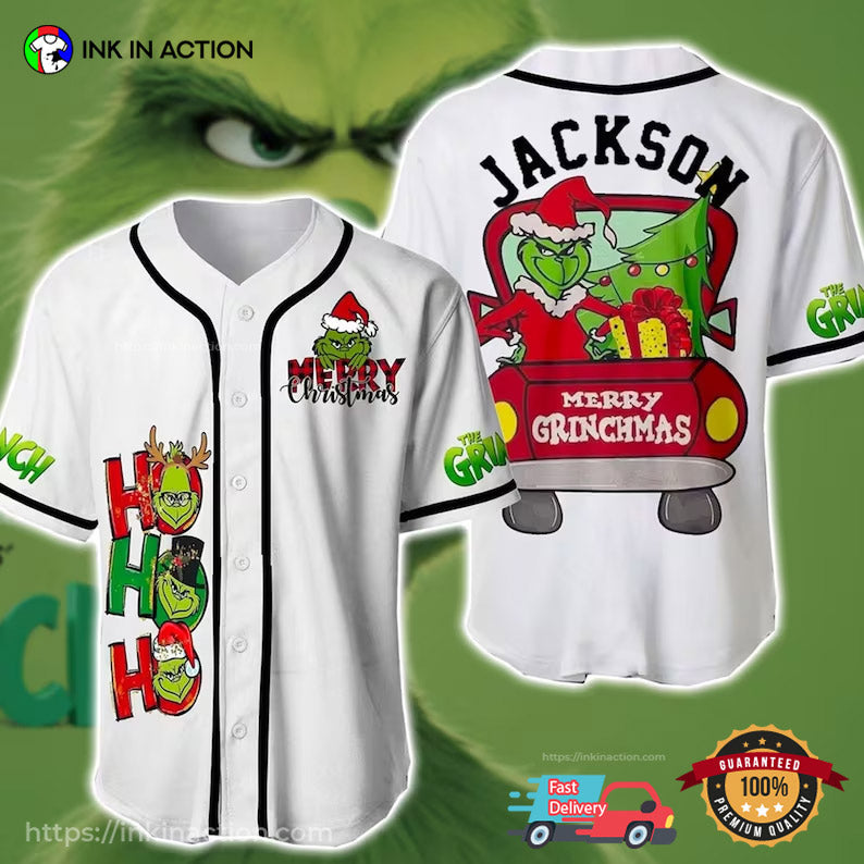 Personalized The Grinch, Grinch Christmas Baseball Jersey baseball jersey product view 1