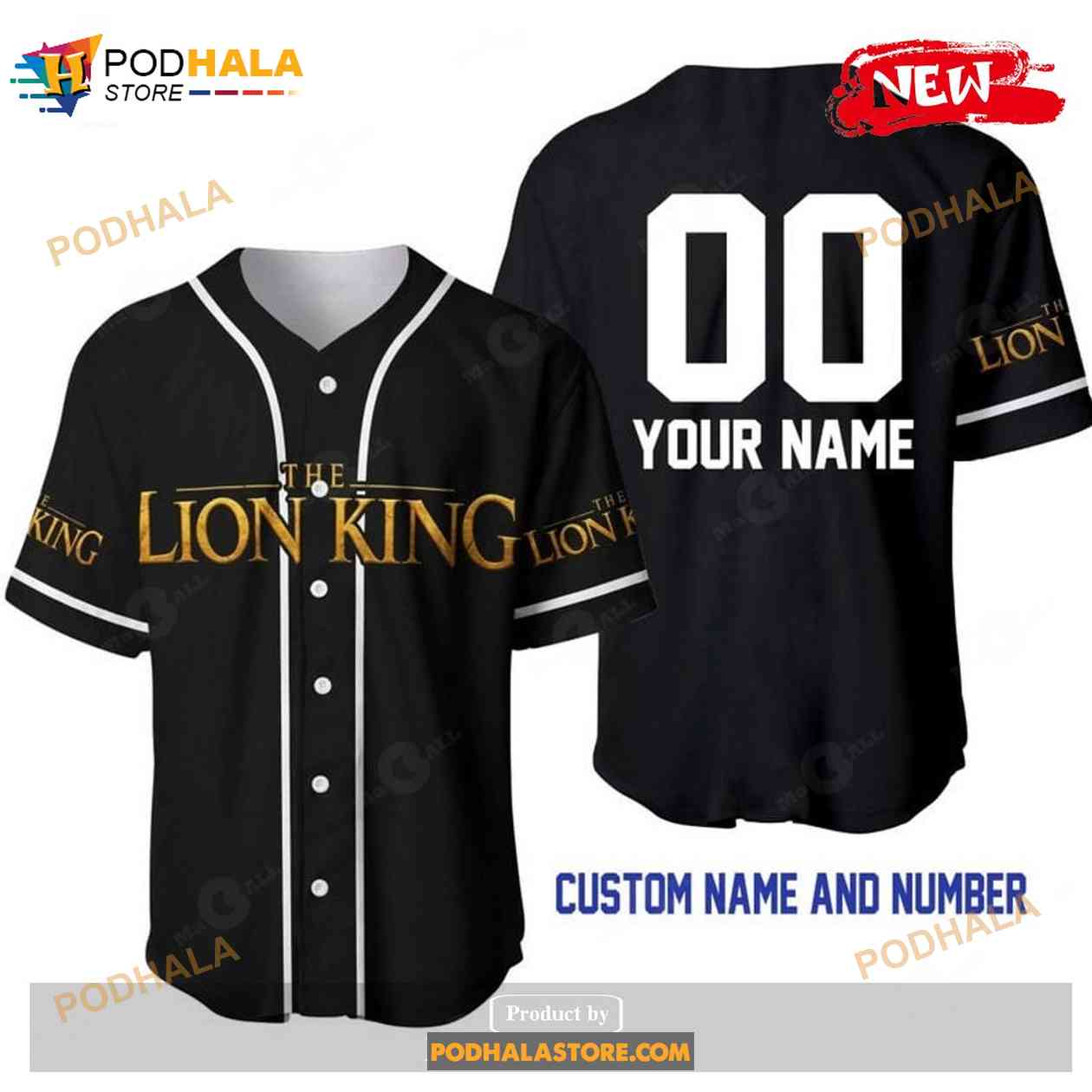 Personalized The Lion King All Over Print Black Baseball Jersey baseball jersey product view 1