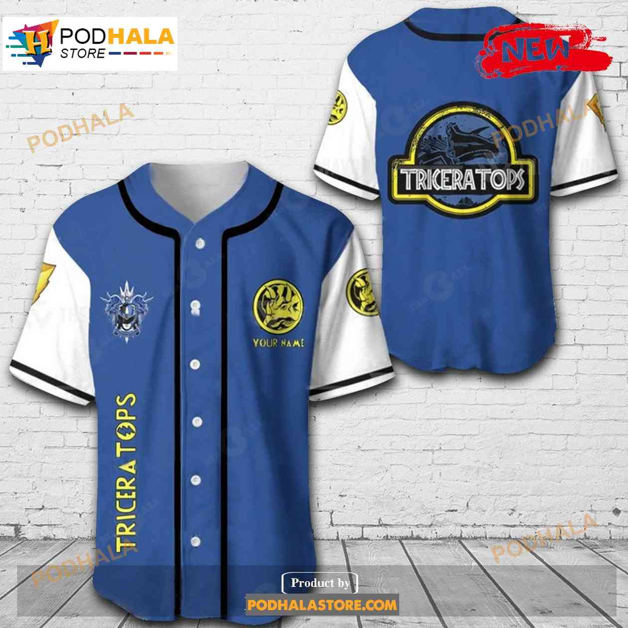 Personalized Triceratops Power Rangers All Over Print Unisex Special Design Baseball Jersey baseball jersey product view 1