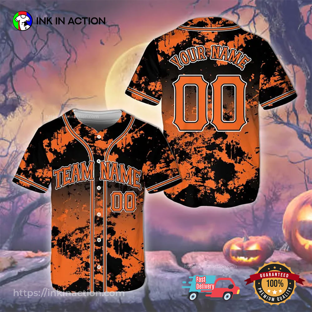 Personalized Trick or Treat Halloween Baseball Jersey baseball jersey product view 2