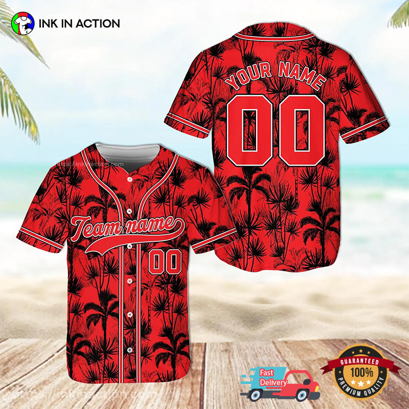 Personalized Tropical Summer Hawaiian Baseball Jersey No. 1 baseball jersey product view 1