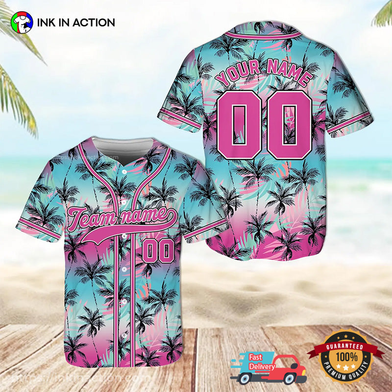Personalized Tropical Summer Hawaiian Baseball Jersey No. 3 baseball jersey product view 1