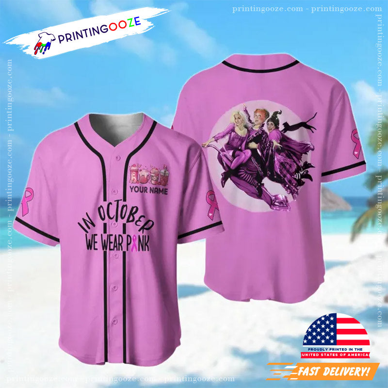 Personalized We Wear Pink Halloween Baseball Jersey baseball jersey product view 1