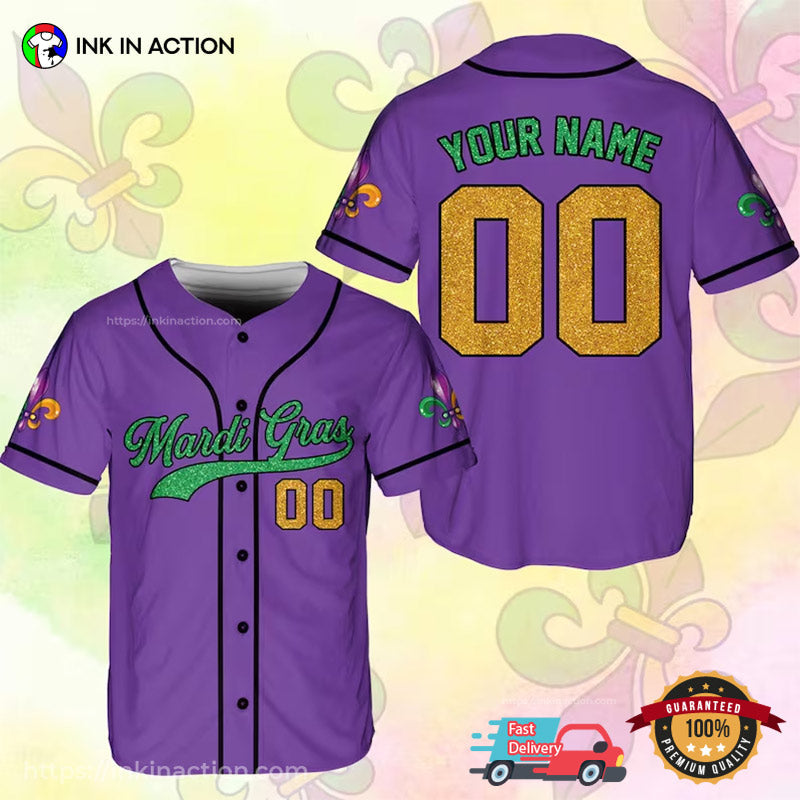 Personalized Carnival Mardi Gras Baseball Jersey No.1 baseball jersey product view 1