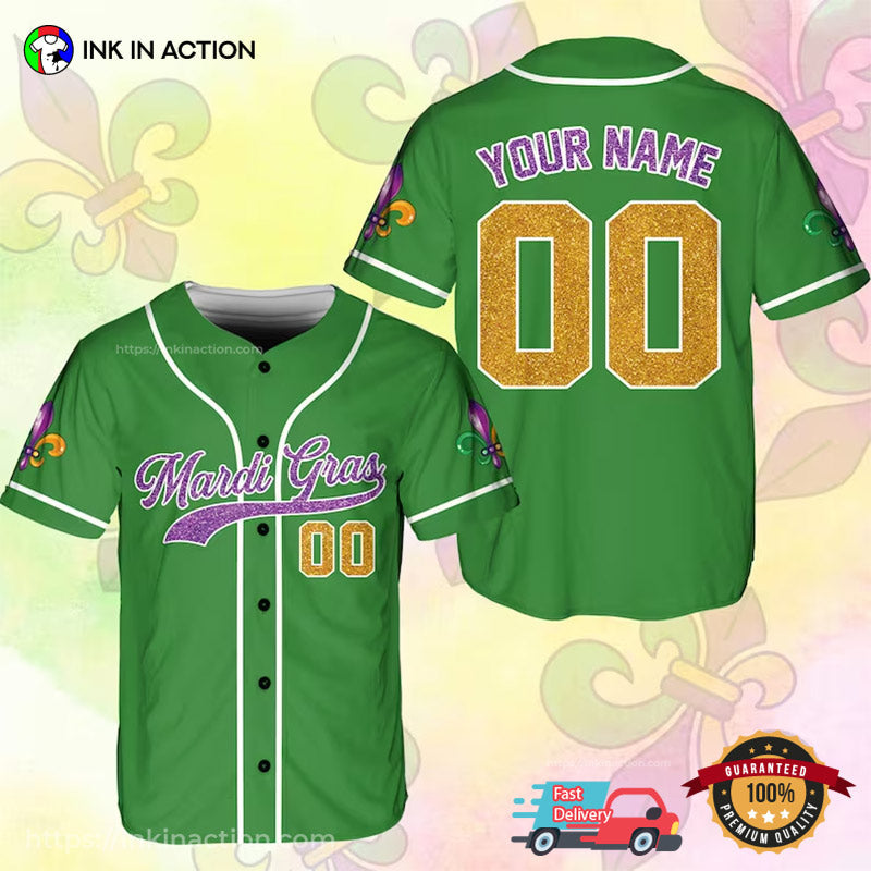 Personalized Carnival Mardi Gras Baseball Jersey No.2 baseball jersey product view 1