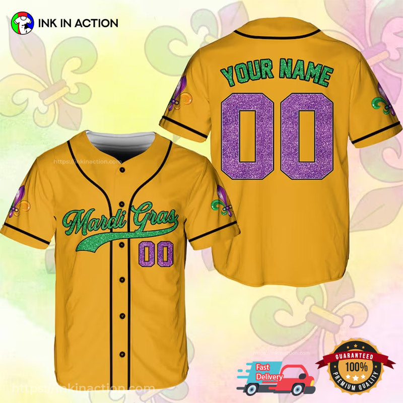 Personalized Carnival Mardi Gras Baseball Jersey No.3 baseball jersey product view 1