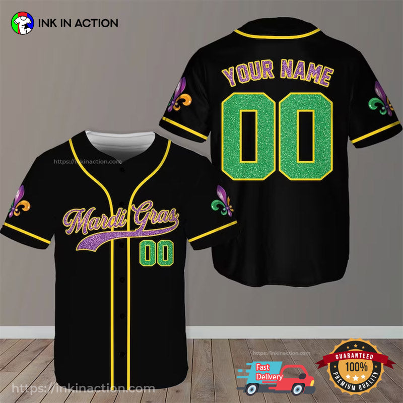 Personalized Carnival Mardi Gras Baseball Jersey No.5 baseball jersey product view 1
