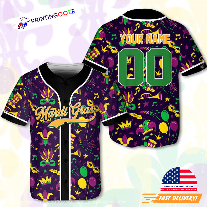 Personalized Mardi Gras 2024 Baseball Jersey baseball jersey product view 1