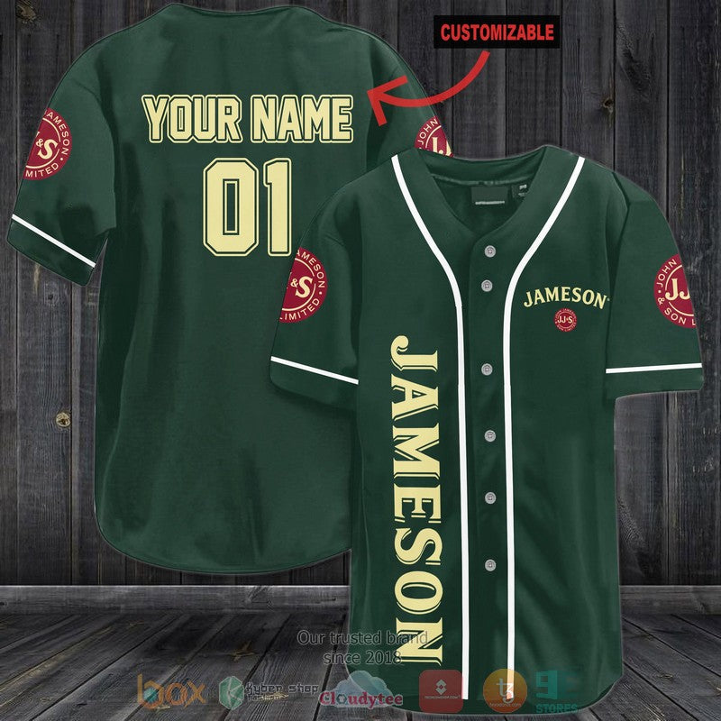 Personalized Jamson custom dark green Baseball shirt baseball jersey product view 1