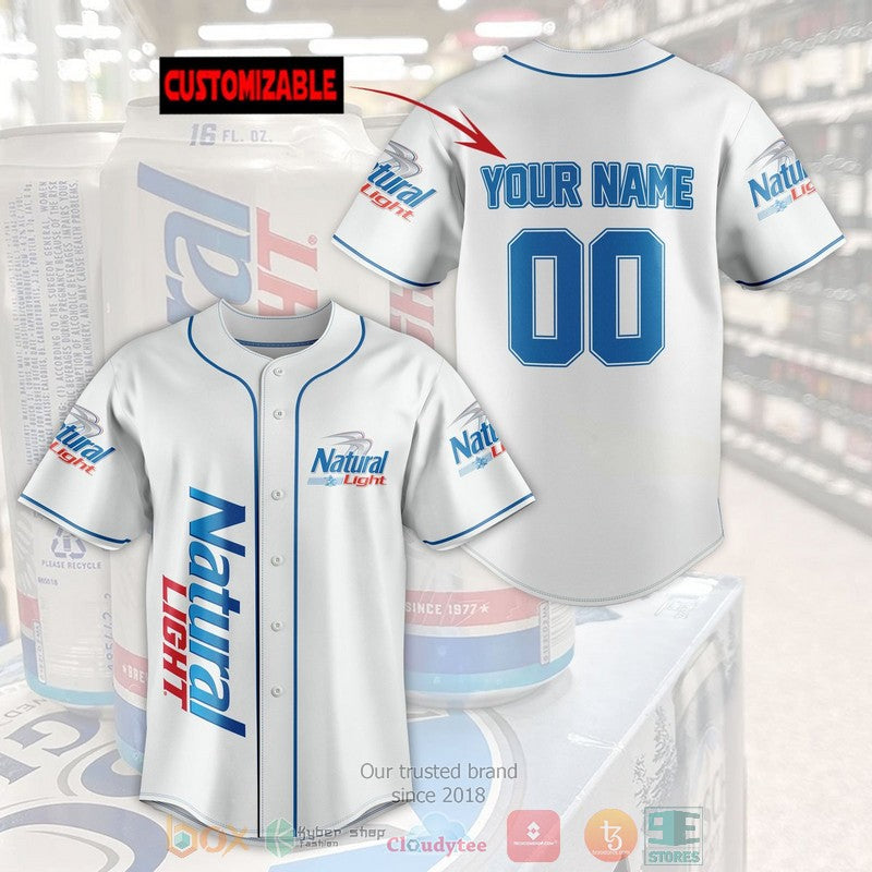 Personalized Natural Light custom white Baseball shirt baseball jersey product view 1