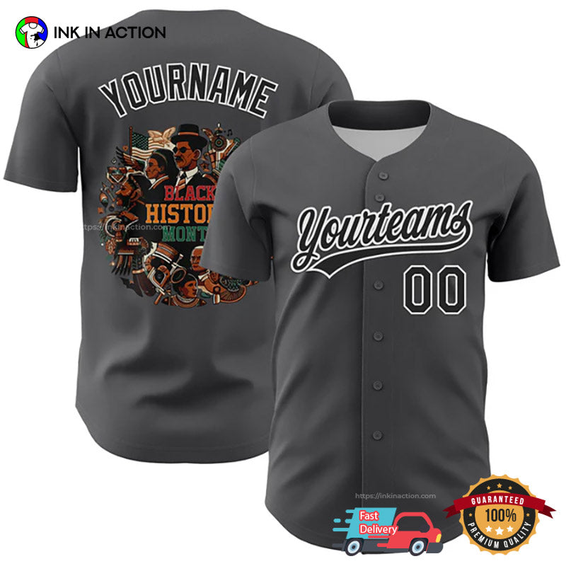 Personalize Black History Month Africa America Baseball Jersey baseball jersey product view 1
