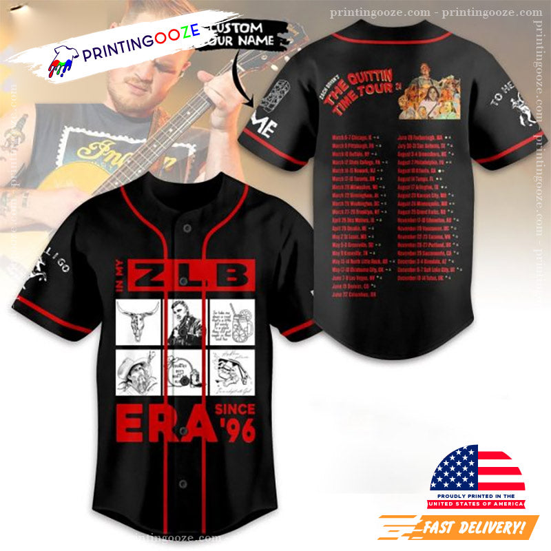 Personlize Zach Bryan The Quittin Time Tour 2024 Baseball Jersey baseball jersey product view 1