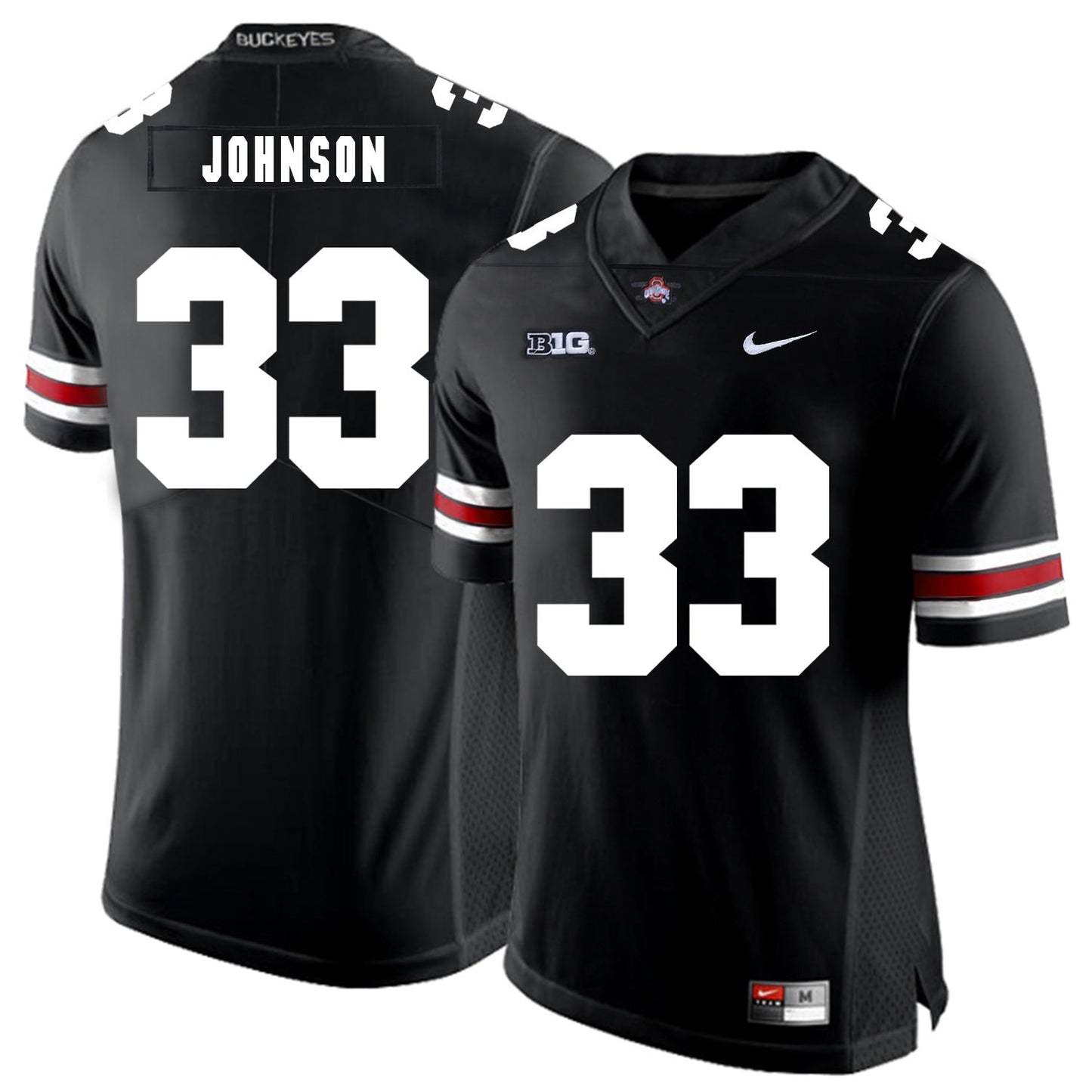 Pete Johnson 33 Black College Football Jersey football jersey product view 1