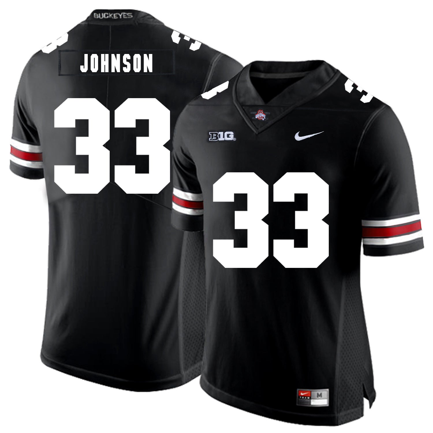 Pete Johnson 33 Black College Football Jersey football jersey product view 1