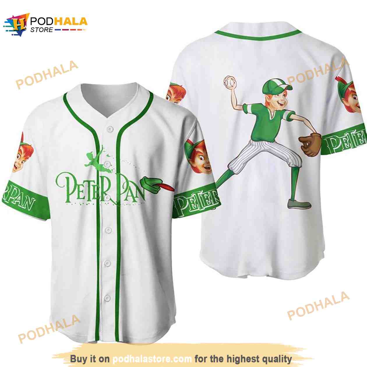 Peter Pan The Pitcher All Over Print 3D Unisex 3D Baseball Jersey baseball jersey product view 1