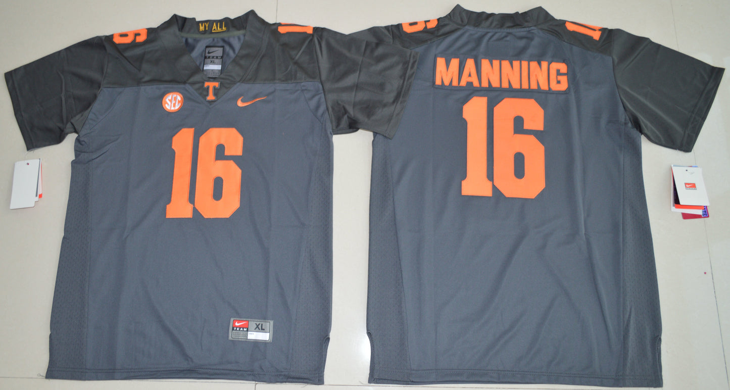 Peyton Manning 16 Gray Youth College Football Jersey football jersey product view 1