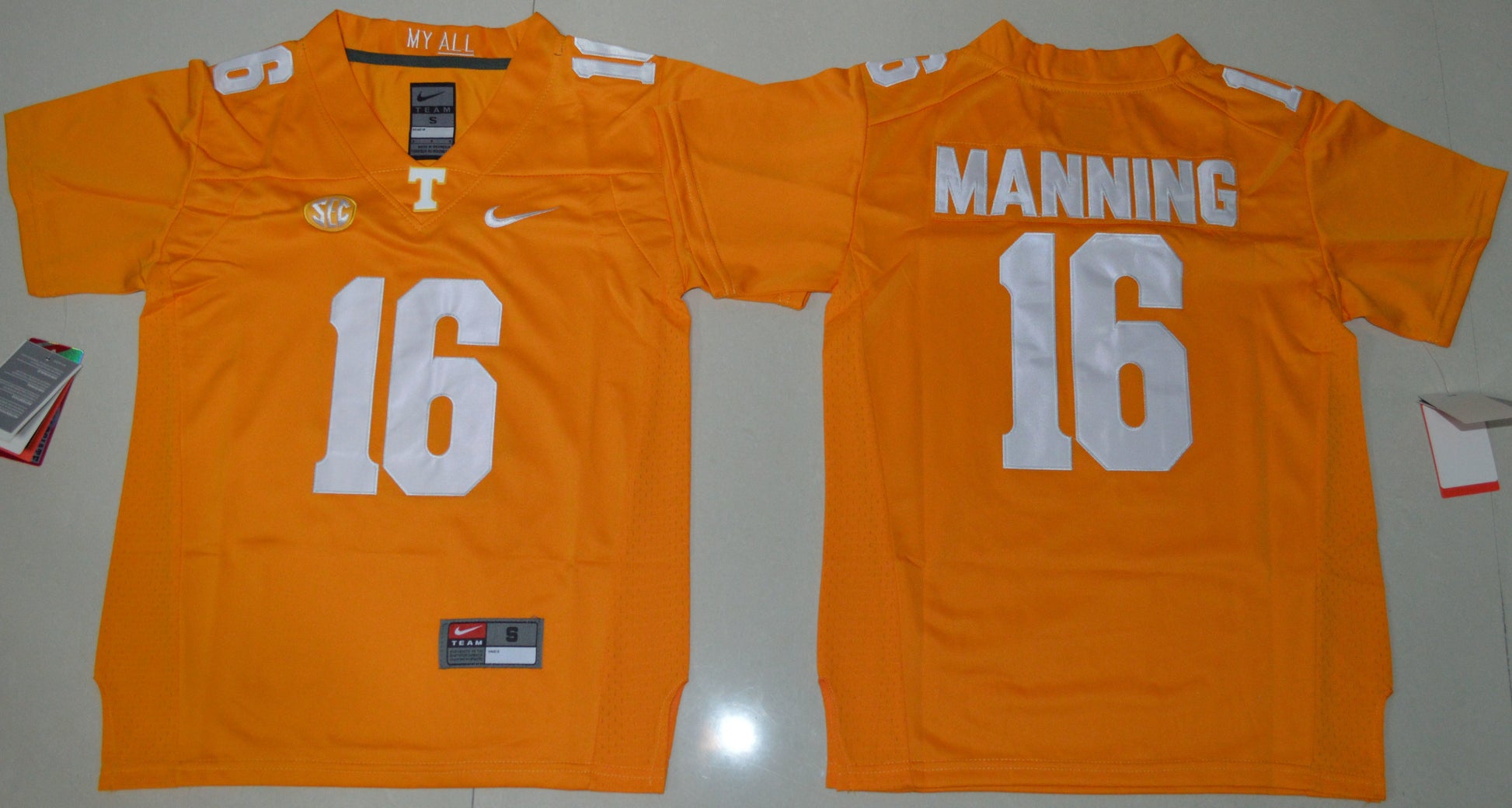 Peyton Manning 16 Orange Youth 2016 College Football Jersey football jersey product view 1
