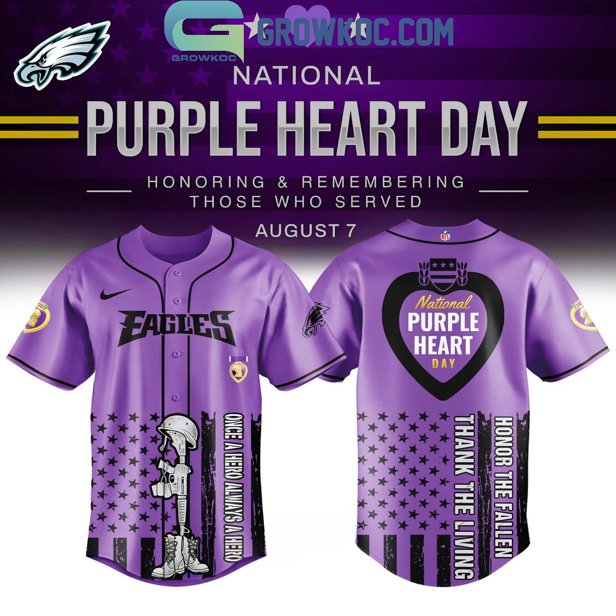 Philadelphia Ealges Purple Heart Day 2025 Baseball Jersey baseball jersey product view 1
