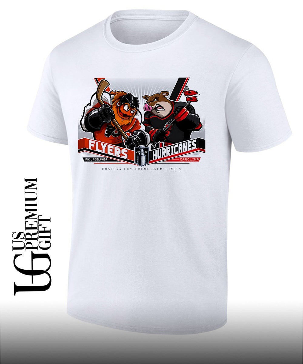 Philadelphia Flyers vs Carolina Hurricanes NHL Eastern Conference Semifinals 2026 mascot shirt - T-Shirt, Sweatshirt, Hoodie