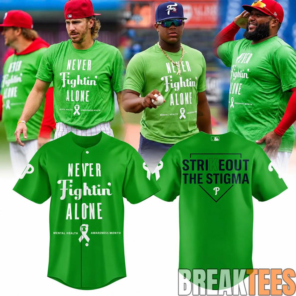 Philadelphia Phillies 2026 Never Fightin’ Alone Mental Heath Night Baseball Jersey baseball jersey product view 1