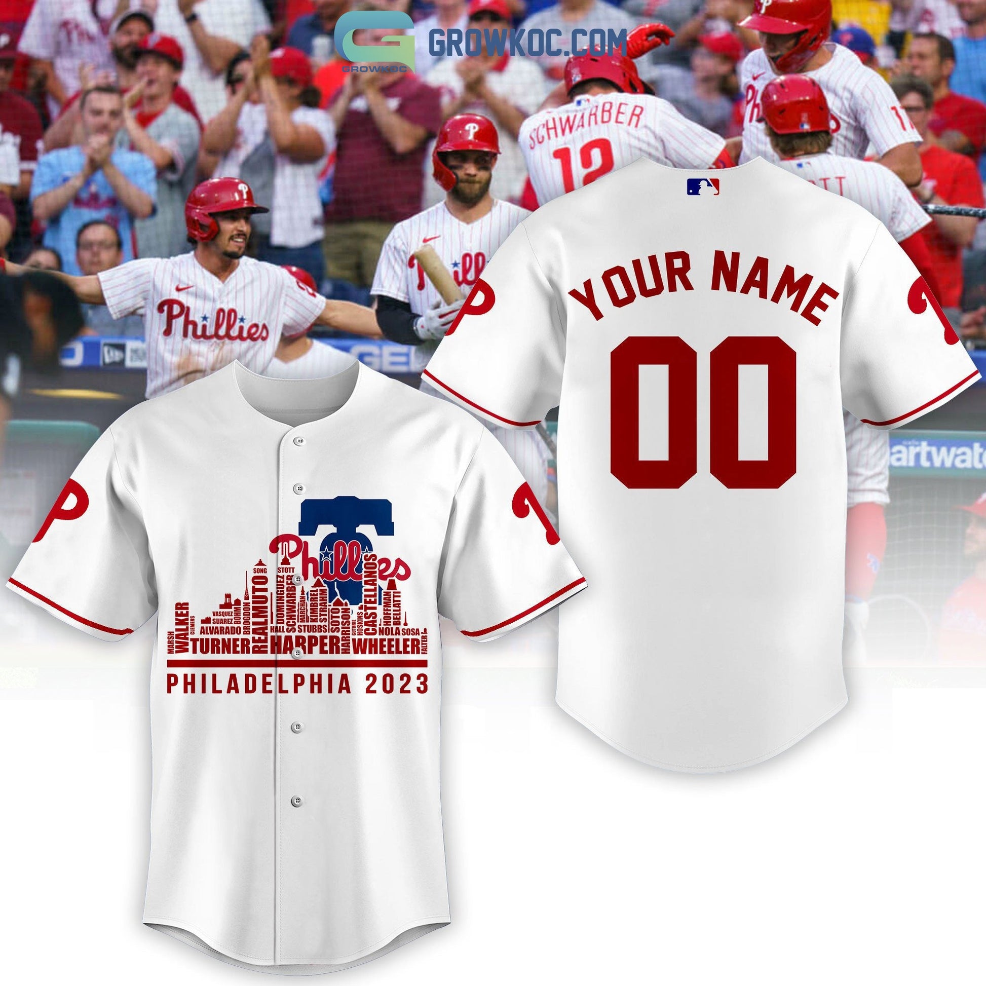Philadelphia Phillies City Champions Best Team Personalized Baseball Jersey baseball jersey product view 1